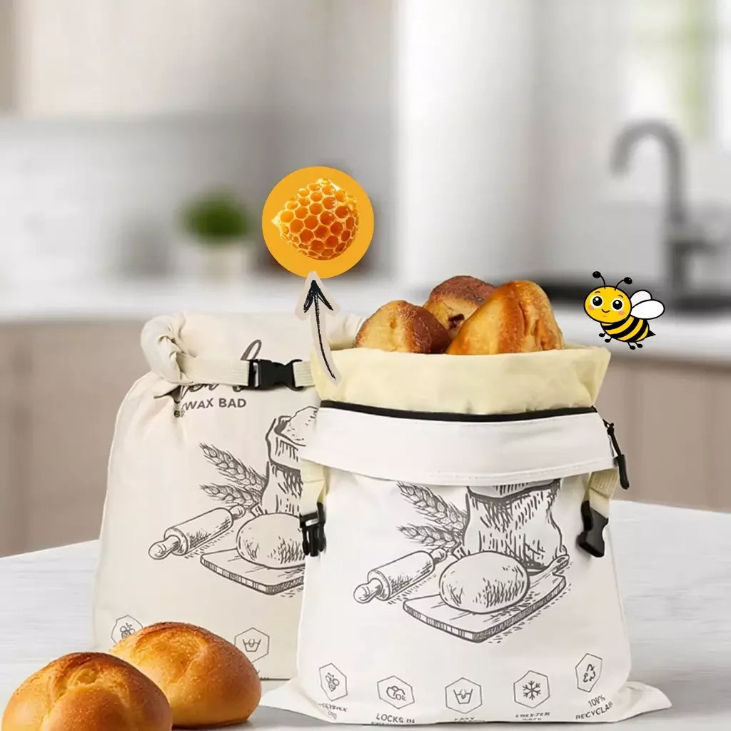 Sac à pain écologique en cire d'abeille – 100 % coton