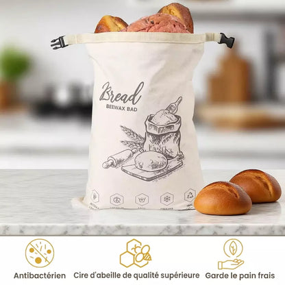 Sac à pain écologique en cire d'abeille – 100 % coton