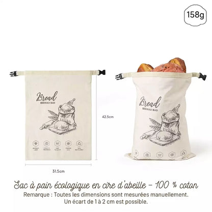 Sac à pain écologique en cire d'abeille – 100 % coton