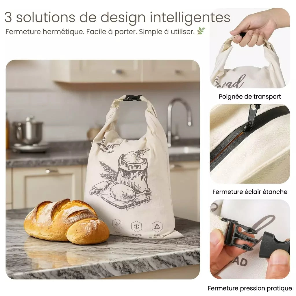 Sac à pain écologique en cire d'abeille – 100 % coton