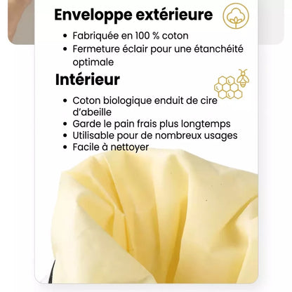 Sac à pain écologique en cire d'abeille – 100 % coton