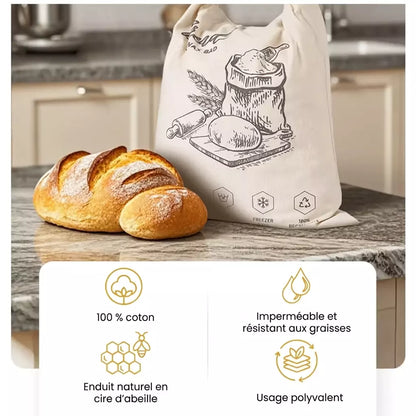 Sac à pain écologique en cire d'abeille – 100 % coton
