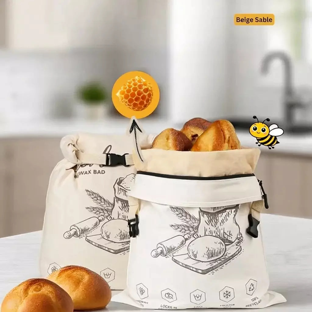 Sac à pain écologique en cire d'abeille – 100 % coton