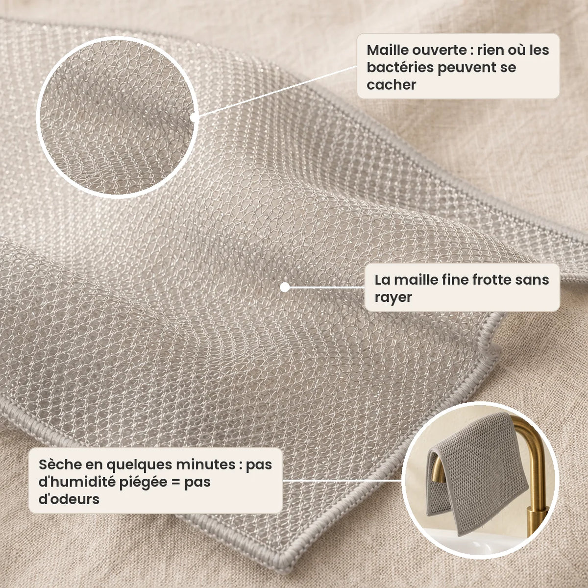 CosyClean chiffon en maille inox