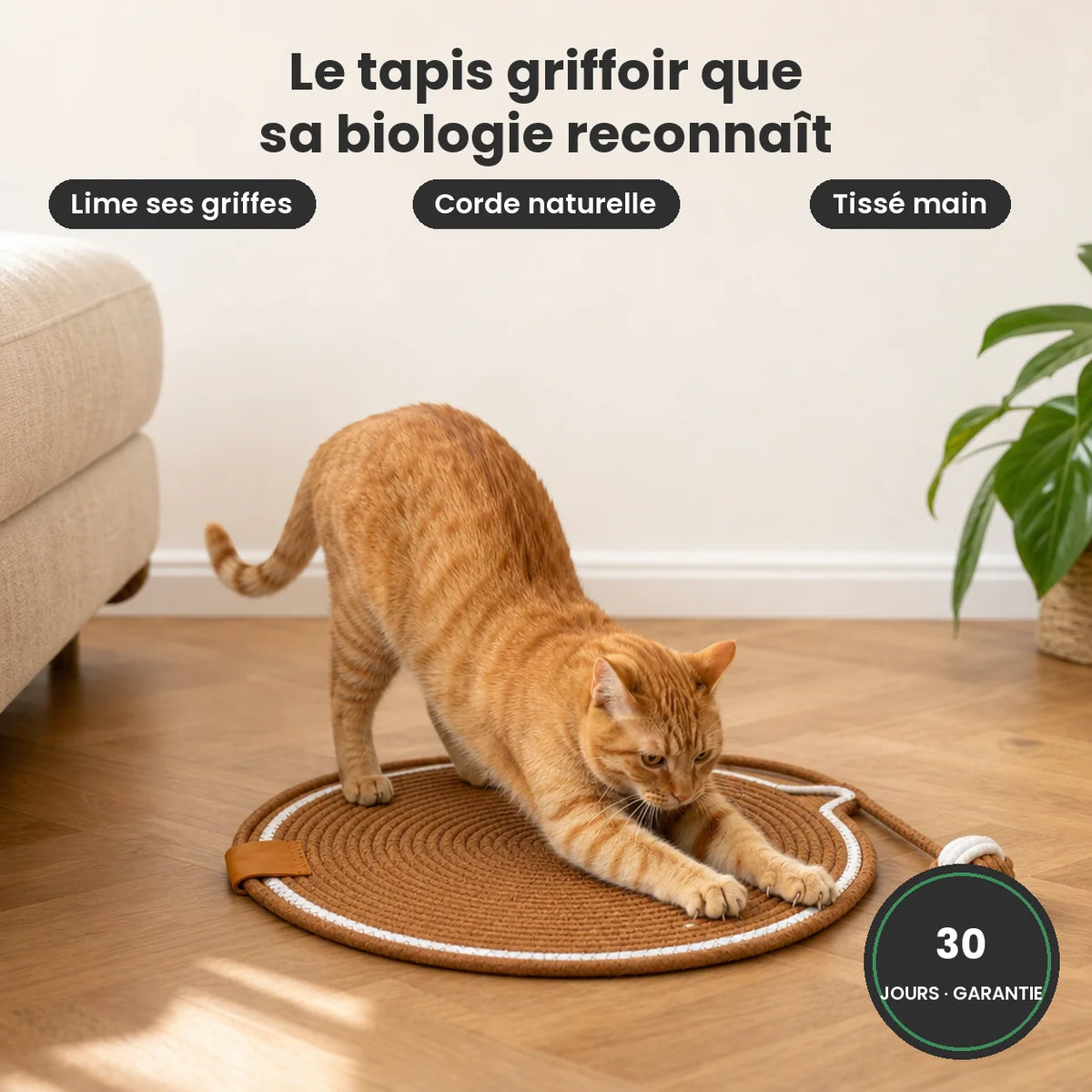 CatPad tapis griffoir en corde naturelle tissée main