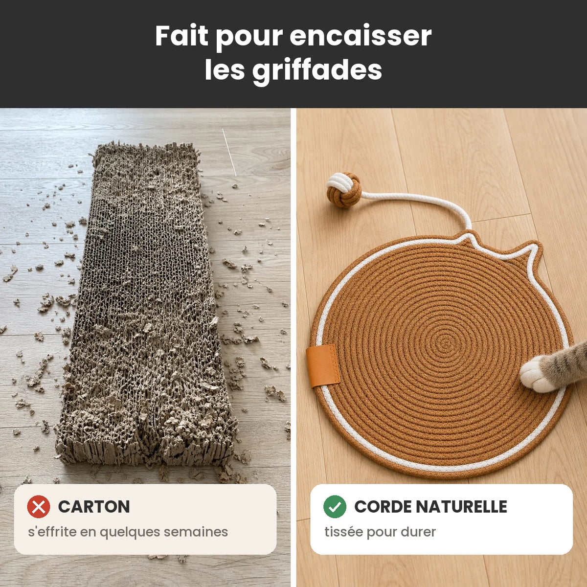 CatPad tapis griffoir en corde naturelle tissée main