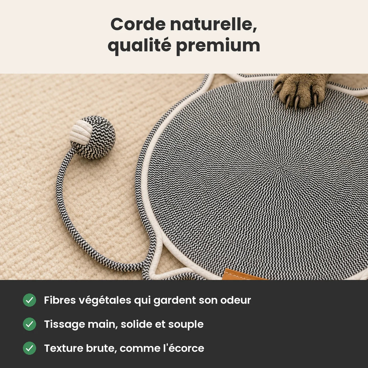 CatPad tapis griffoir en corde naturelle tissée main