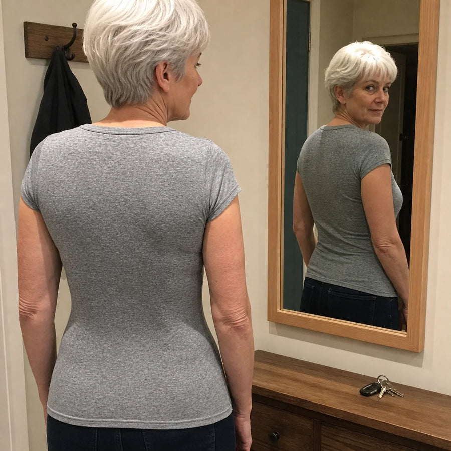 Dos lisse sous un t-shirt moulant